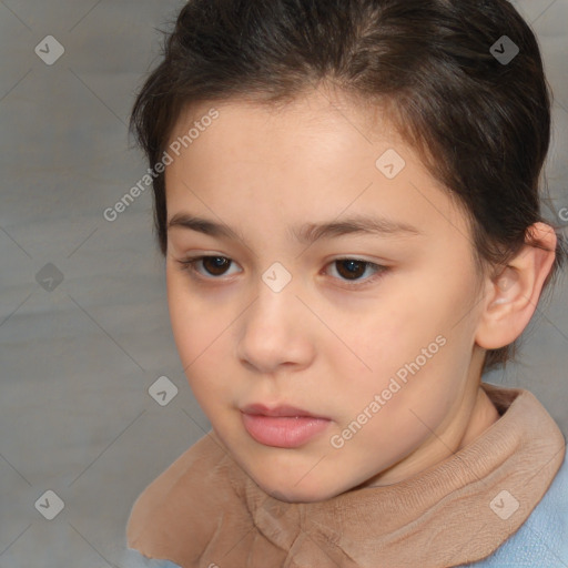 Neutral white child female with short  brown hair and brown eyes