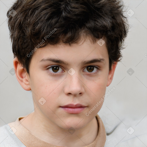 Neutral white child male with short  brown hair and brown eyes