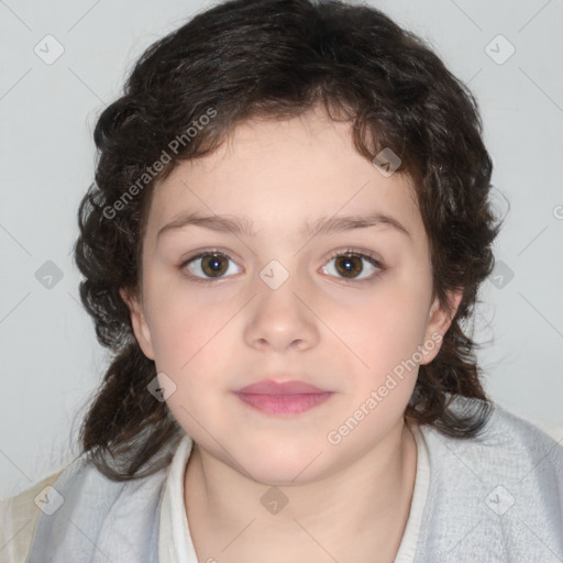 Neutral white child female with medium  brown hair and brown eyes