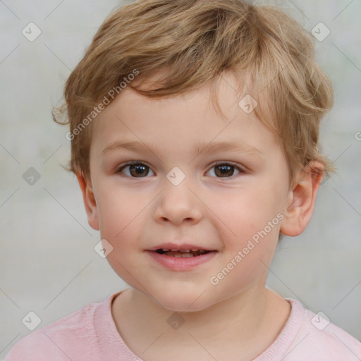 Neutral white child male with short  brown hair and brown eyes