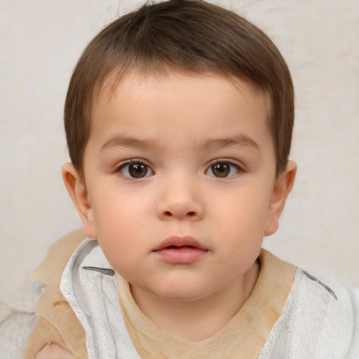 Neutral white child male with short  brown hair and brown eyes