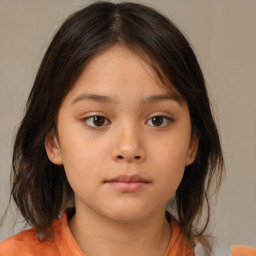 Neutral white child female with medium  brown hair and brown eyes