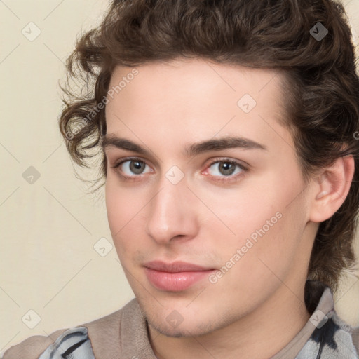 Neutral white young-adult male with medium  brown hair and brown eyes