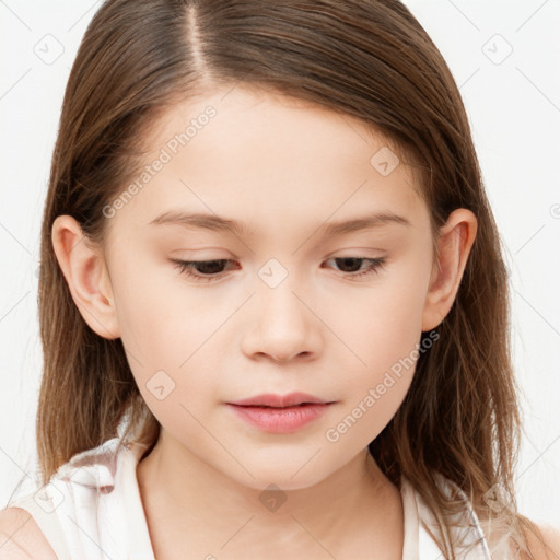 Neutral white child female with medium  brown hair and brown eyes