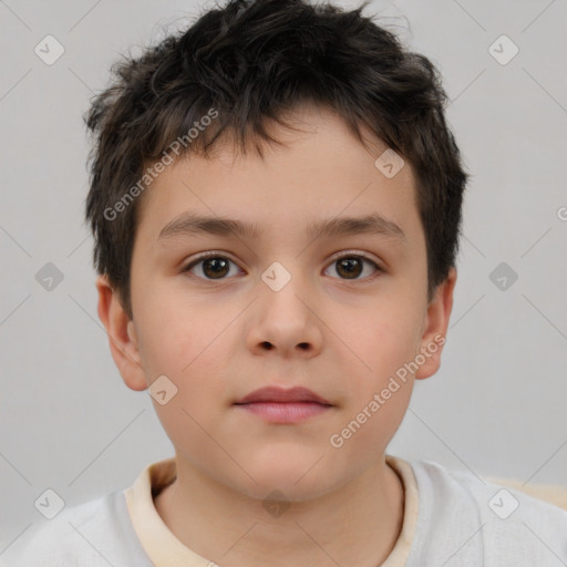 Neutral white child male with short  brown hair and brown eyes