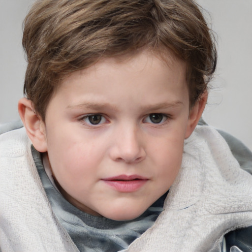 Neutral white child male with medium  brown hair and grey eyes