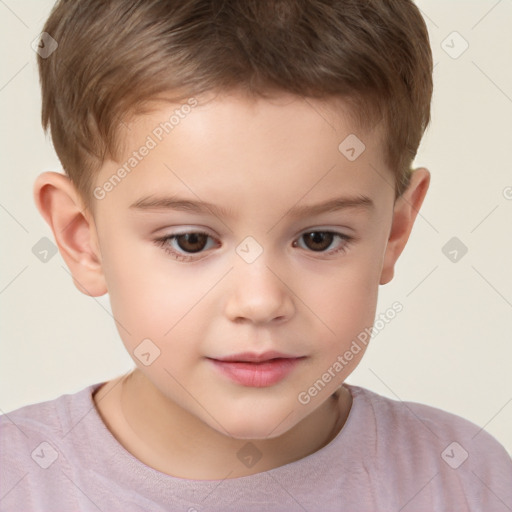 Neutral white child male with short  brown hair and brown eyes