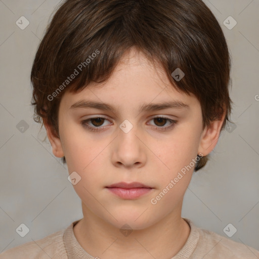 Neutral white child male with short  brown hair and brown eyes