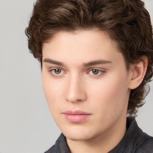 Neutral white young-adult male with medium  brown hair and brown eyes