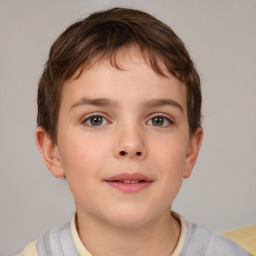 Neutral white child male with short  brown hair and brown eyes