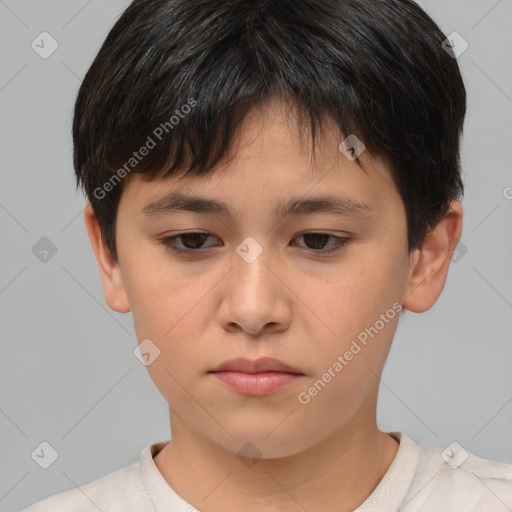 Neutral white child male with short  brown hair and brown eyes