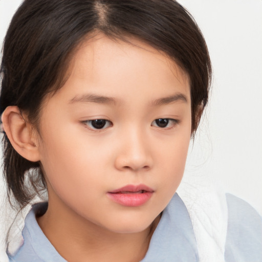 Neutral white child female with medium  brown hair and brown eyes