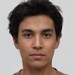 Neutral asian young-adult male with short  brown hair and brown eyes