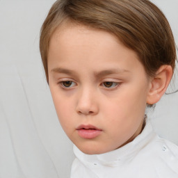 Neutral white child female with short  brown hair and brown eyes