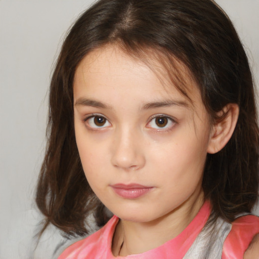 Neutral white child female with medium  brown hair and brown eyes