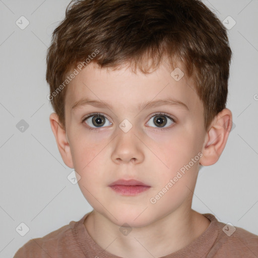 Neutral white child male with short  brown hair and brown eyes