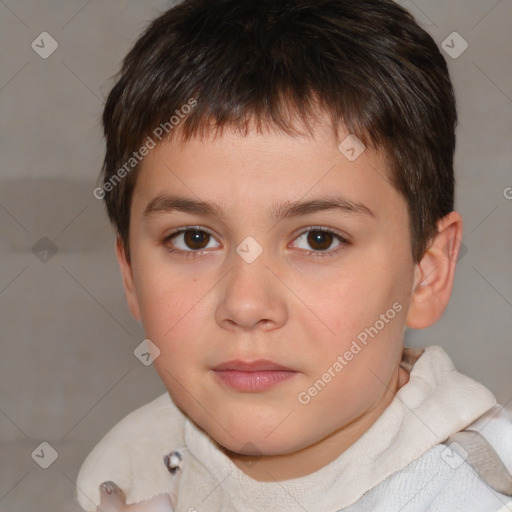 Neutral white child male with short  brown hair and brown eyes