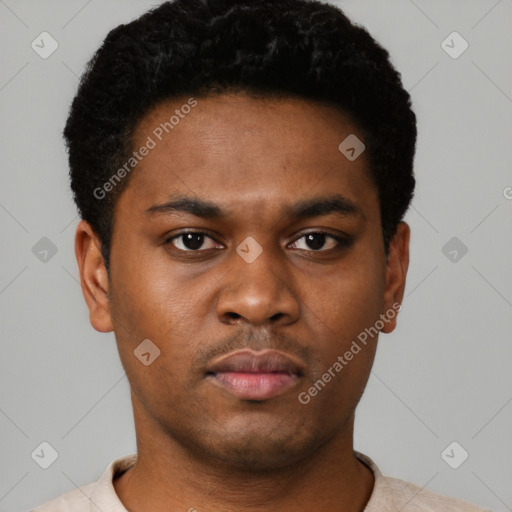 Neutral black young-adult male with short  brown hair and brown eyes