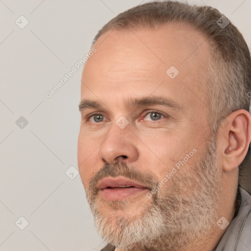 Neutral white adult male with short  brown hair and brown eyes