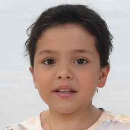 Neutral white child female with short  brown hair and brown eyes