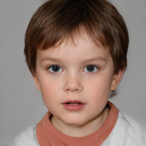 Neutral white child male with short  brown hair and brown eyes