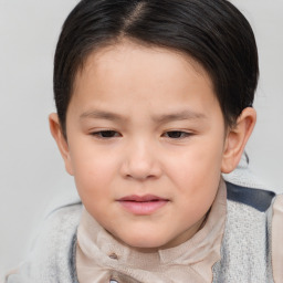 Neutral white child female with short  brown hair and brown eyes