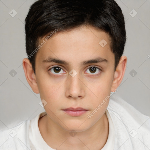 Neutral white child male with short  brown hair and brown eyes