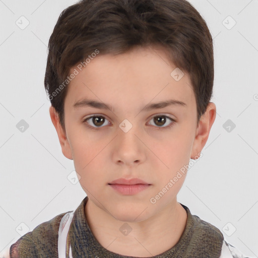 Neutral white child male with short  brown hair and brown eyes