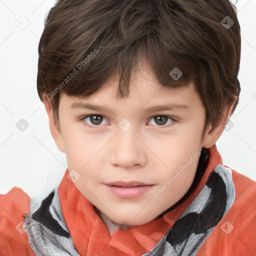 Neutral white child female with short  brown hair and brown eyes