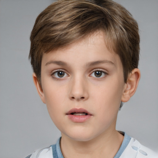 Neutral white child male with short  brown hair and brown eyes