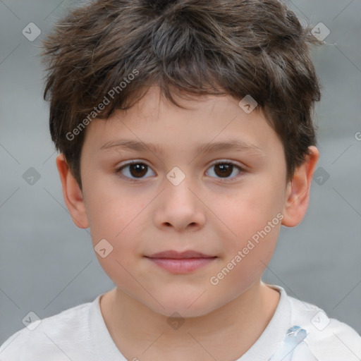 Neutral white child male with short  brown hair and brown eyes