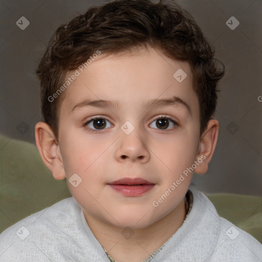 Neutral white child male with short  brown hair and brown eyes