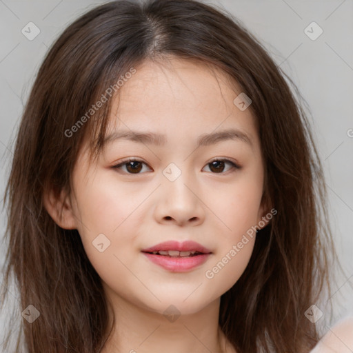 Neutral white child female with medium  brown hair and brown eyes