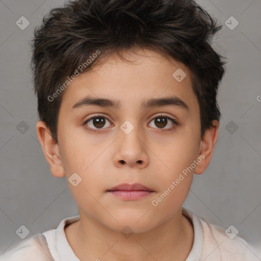 Neutral white child male with short  brown hair and brown eyes