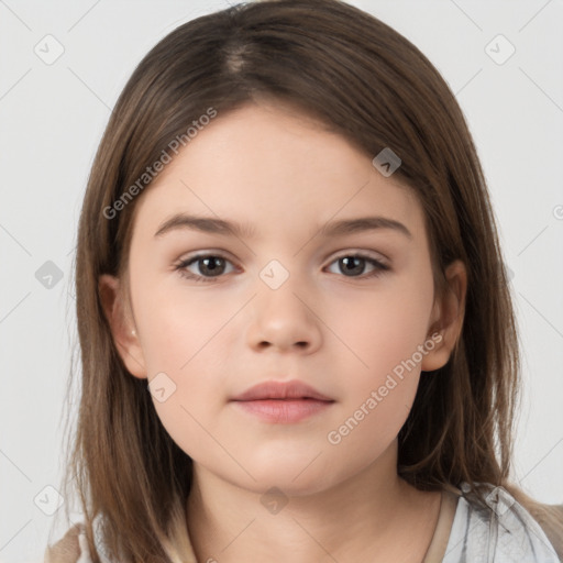 Neutral white child female with medium  brown hair and brown eyes