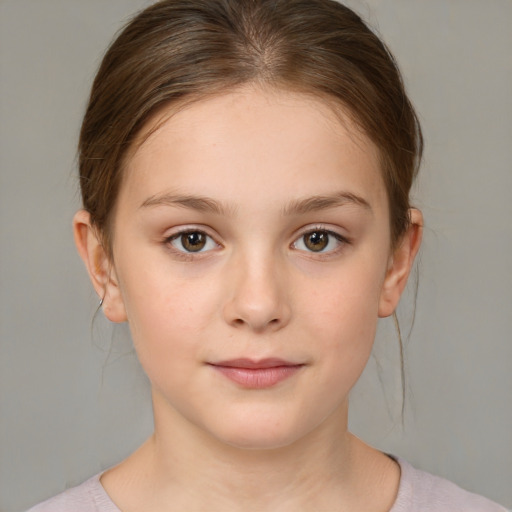 Neutral white child female with medium  brown hair and brown eyes