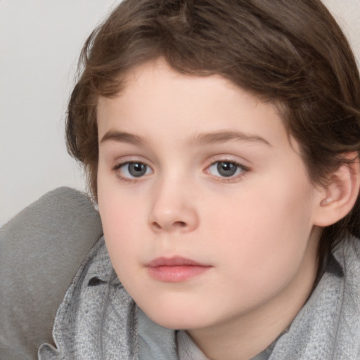 Neutral white child female with medium  brown hair and brown eyes