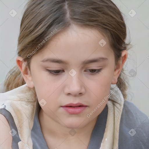 Neutral white child female with medium  brown hair and brown eyes