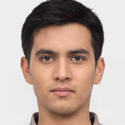 Neutral asian young-adult male with short  brown hair and brown eyes