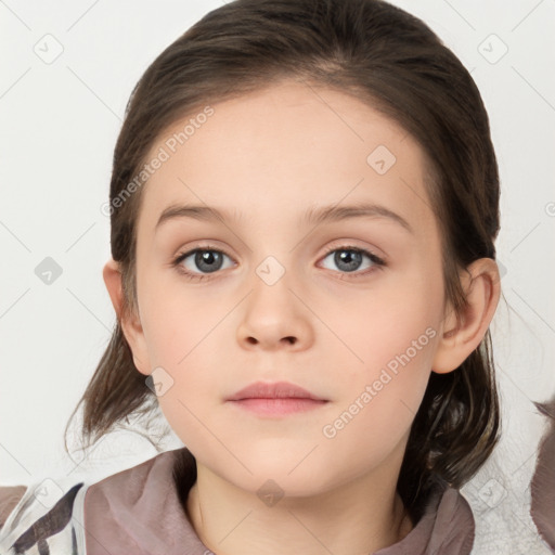 Neutral white child female with medium  brown hair and brown eyes