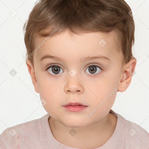 Neutral white child male with short  brown hair and brown eyes