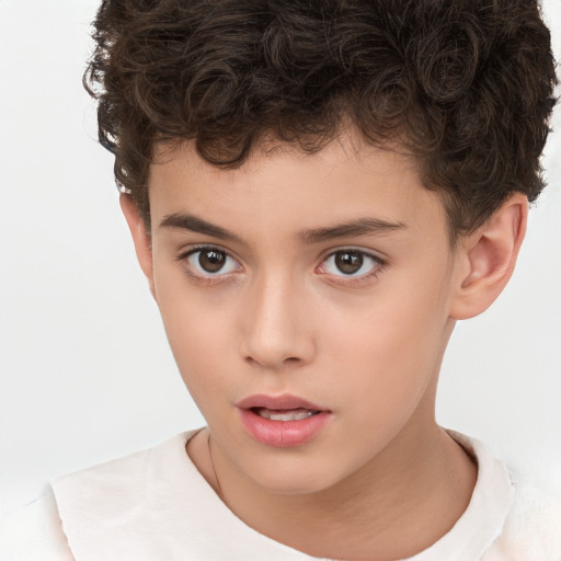 Neutral white child male with short  brown hair and brown eyes