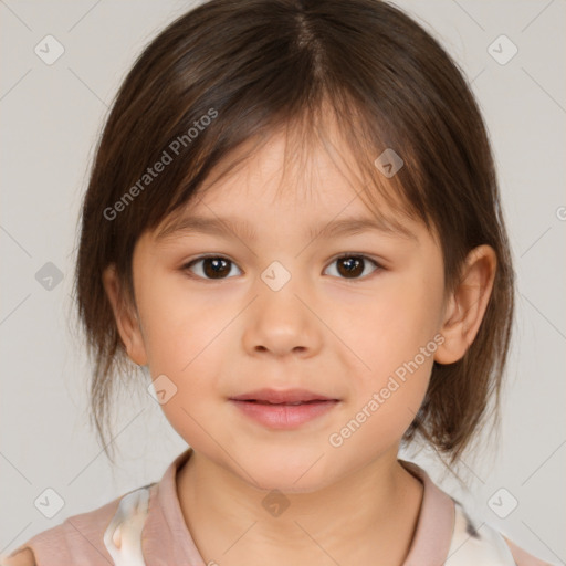 Neutral white child female with medium  brown hair and brown eyes