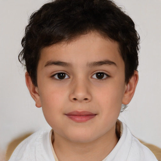 Neutral white child male with short  brown hair and brown eyes