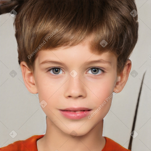 Neutral white child male with short  brown hair and brown eyes