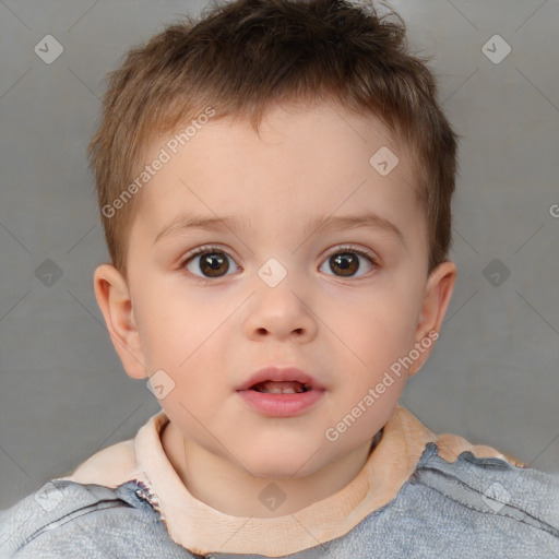 Neutral white child male with short  brown hair and brown eyes