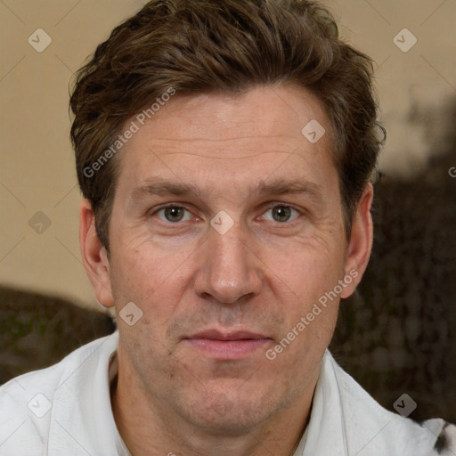 Neutral white adult male with short  brown hair and brown eyes