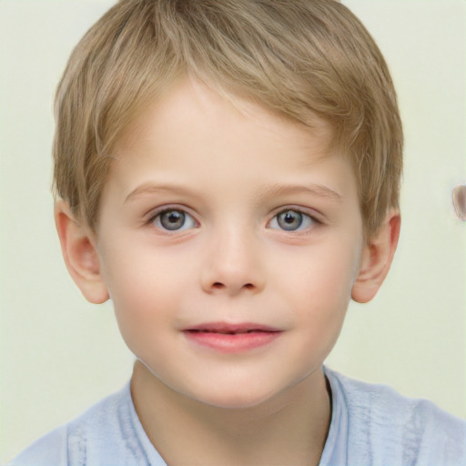 Neutral white child male with short  brown hair and grey eyes