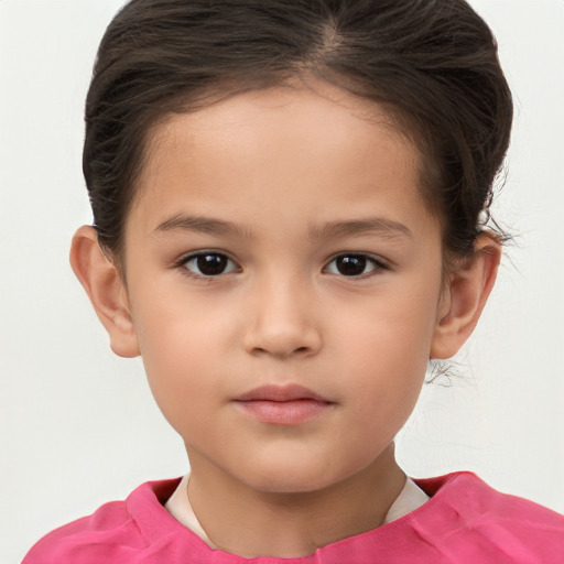 Neutral white child female with short  brown hair and brown eyes