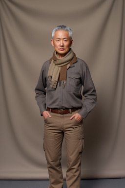 Mongolian adult non-binary with  gray hair